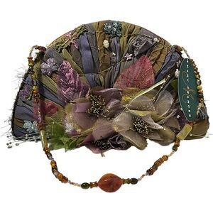 NWT Pleated Silk Beaded Handle Mary Frances Bag